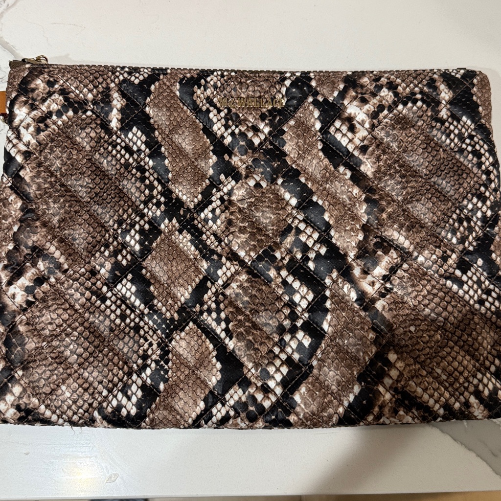 Mz Wallace Snakeskin Zip Pouch - Brown Black